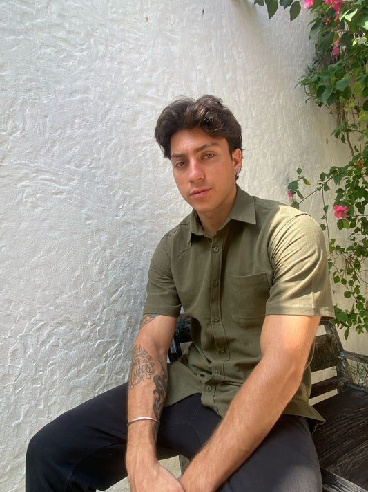 Sab Faro Collectives Social Impact Olive Linen Shirt