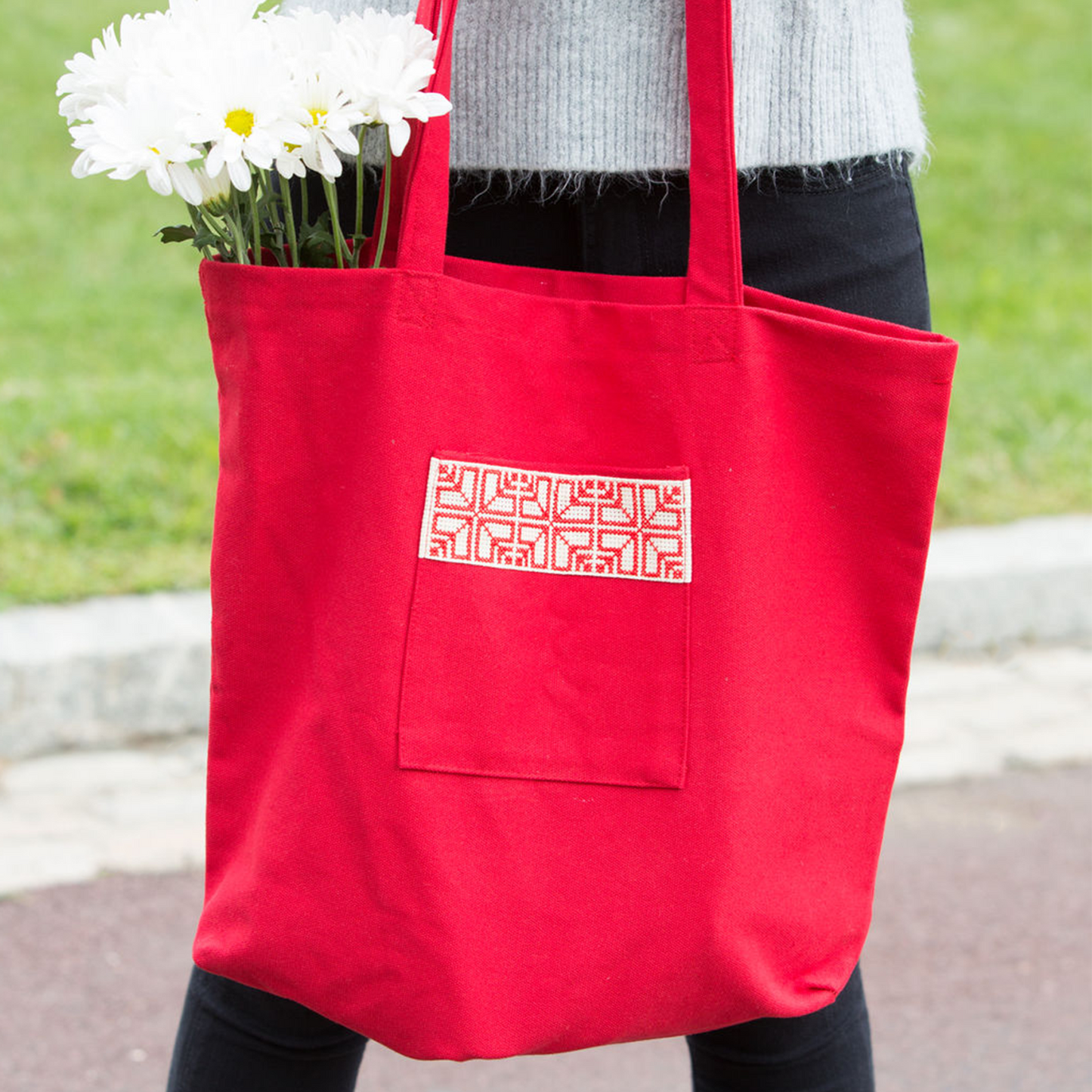 Fabric Market Tote - Red