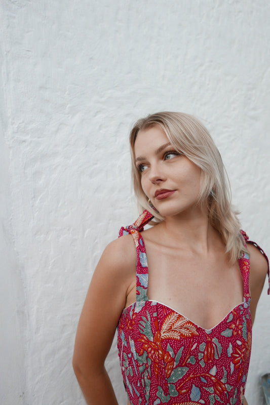 Wearemanikan Batik Corset Top Red