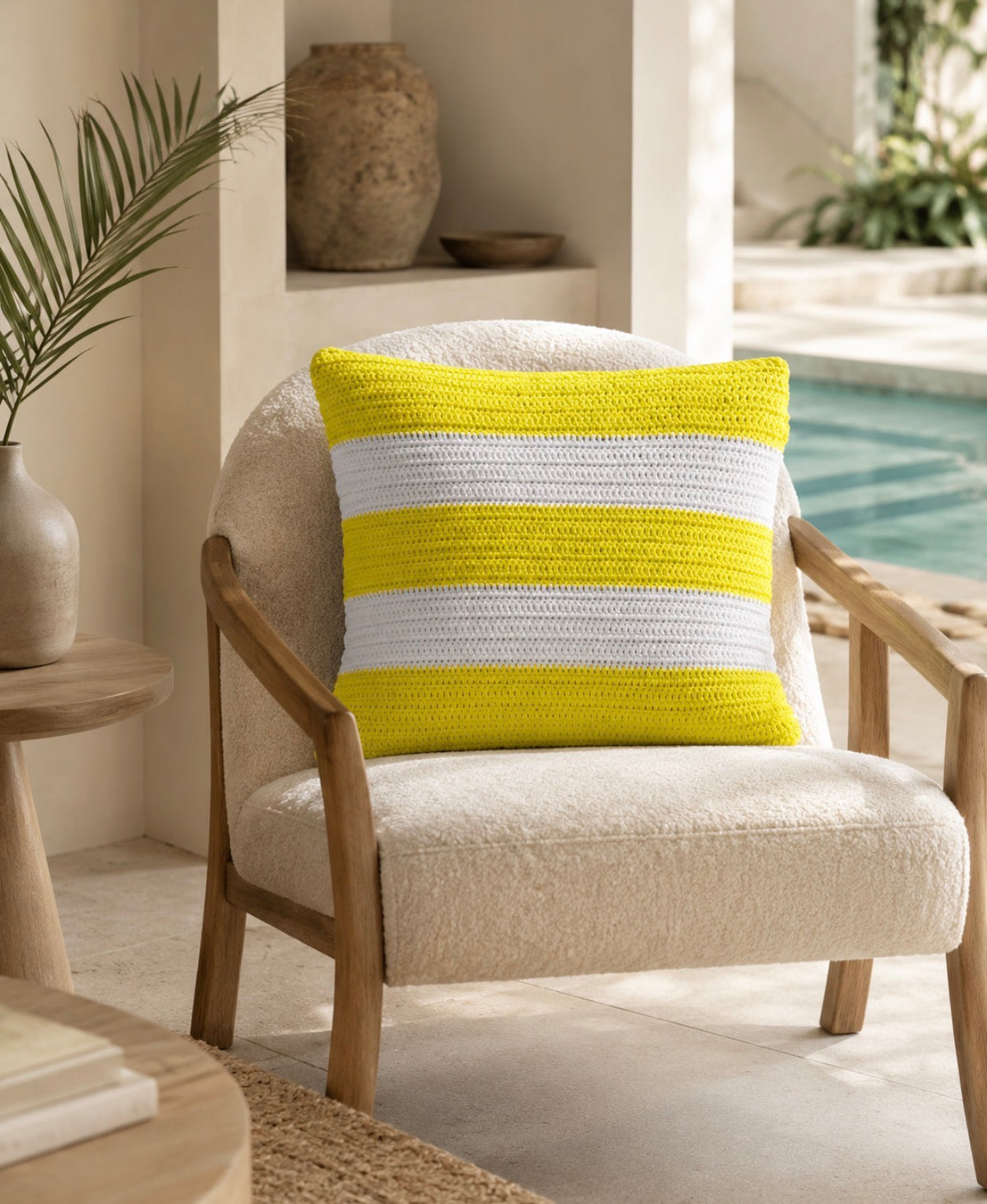 Faro Haus Living Yellow hand knitted Cushion