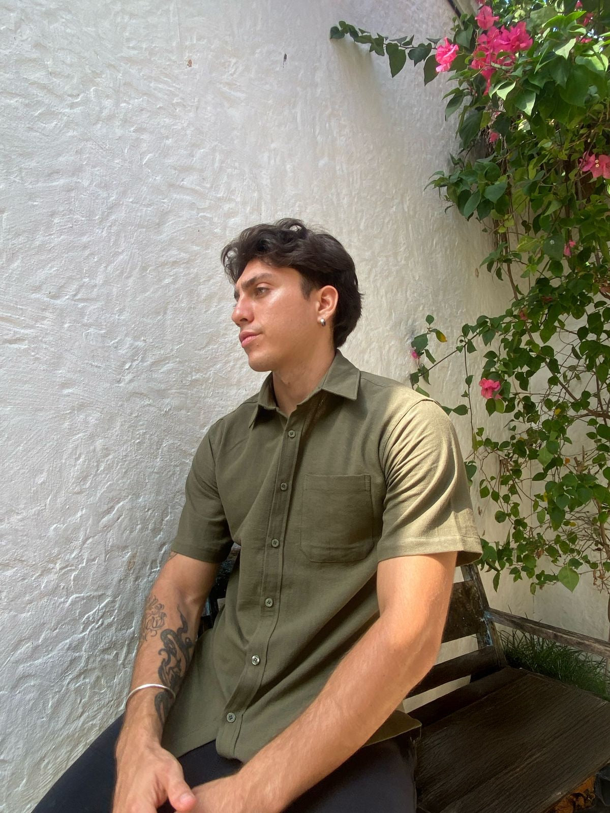 Sab Faro Collectives Social Impact Olive Linen Shirt