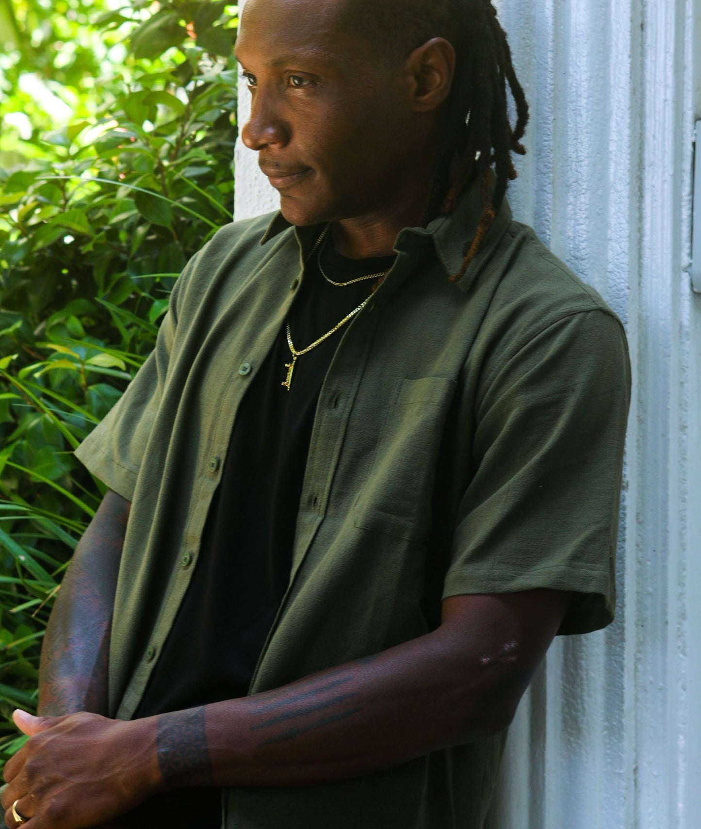 Sab Faro Collectives Social Impact Olive Linen Shirt
