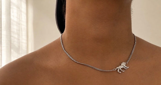 Mix Of Metals Mens Lion Necklace Silver 925